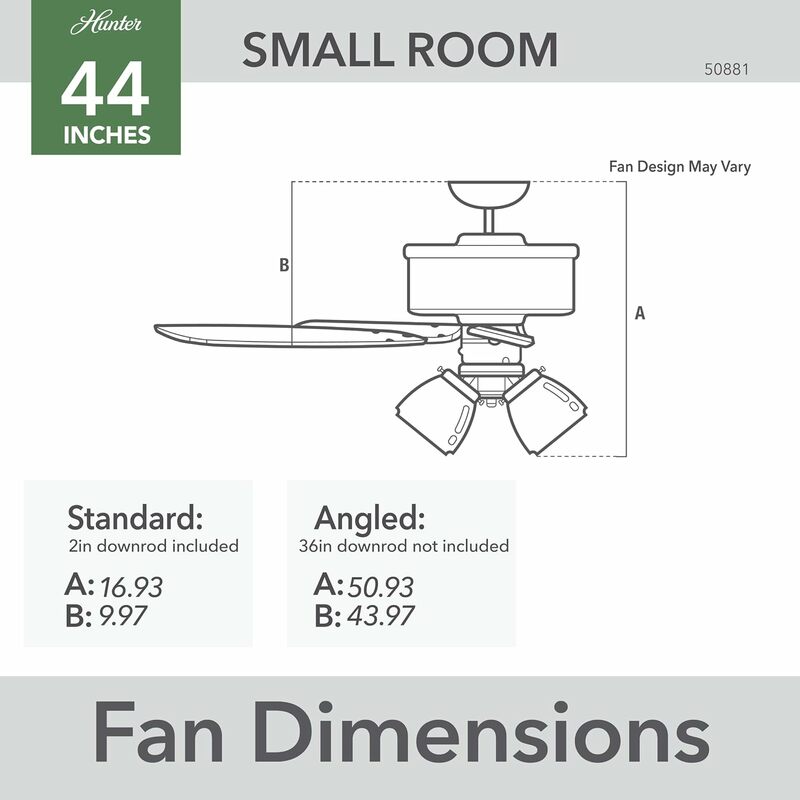 Hunter Fan Company-Ventilateur de plafond en bronze Swanson, nouveau ventilateur de plafond avec kit d'éclairage LED et nervure, 50881 po, 44 po