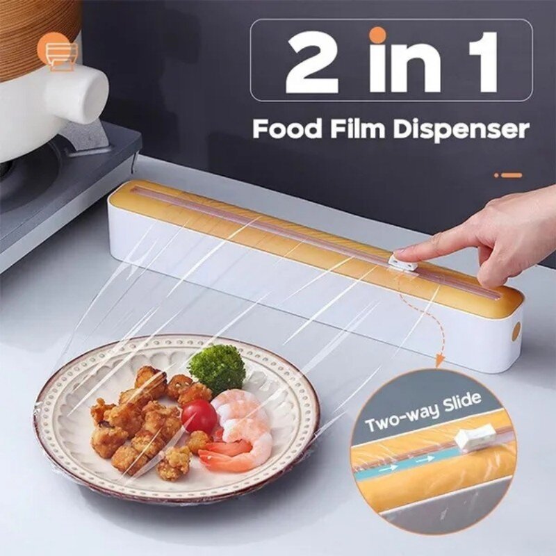Food Cling Film Dispenser Plastic Wrap New Dispenser Cutter Aluminum Foil Slider Stretch Film Cutter Kitchen Accessories