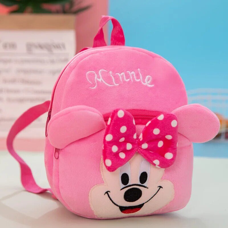 Disney Cartoon Backpack Mickey Mouse Minnie Winnie The Pooh Plush School Bag for Kindergarten Child School Supplies Baby Bags