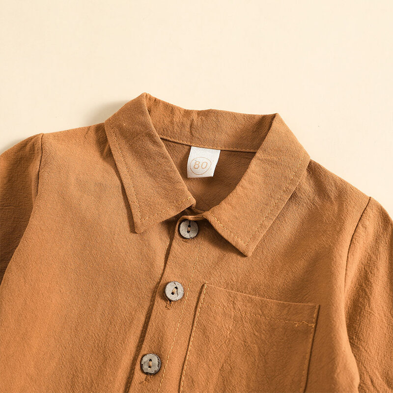 Camisa personalizada do pescoço do linho do algodão, monocromática, bordado casual conforto calças de manga comprida, primavera e outono, 2 pcs