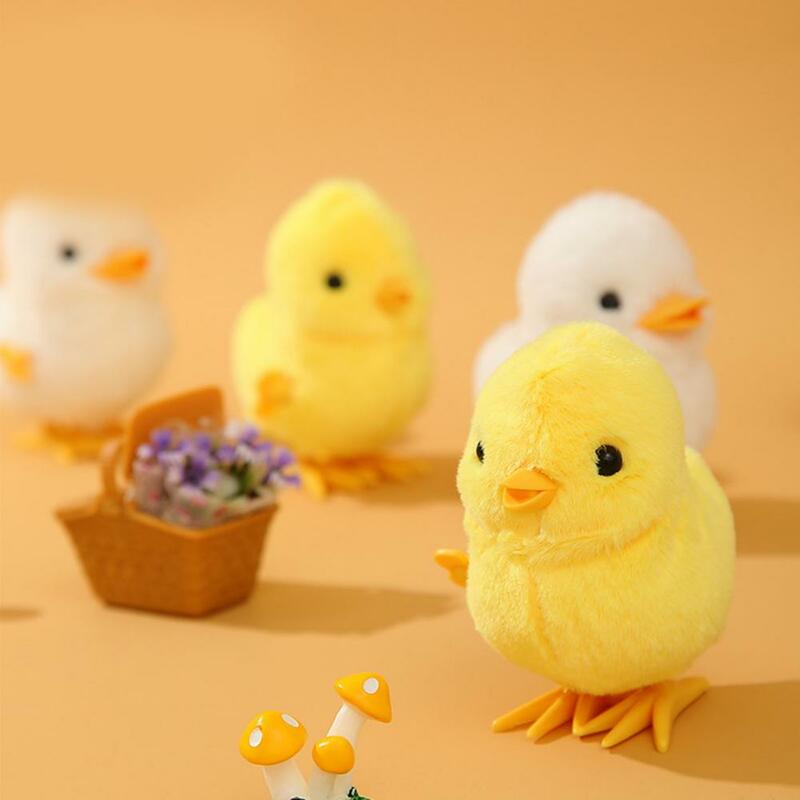 Wind Up Plush Toy High Imitation Decorative Soft Texture Clockwork Jumping Walking Chick Duck Toy for Festival