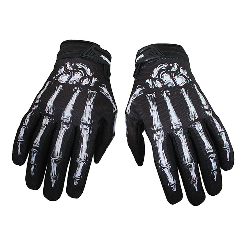Sarung tangan hitam sepeda motor untuk berkendara, sarung tangan tengkorak jari panjang menakutkan untuk pria dan wanita