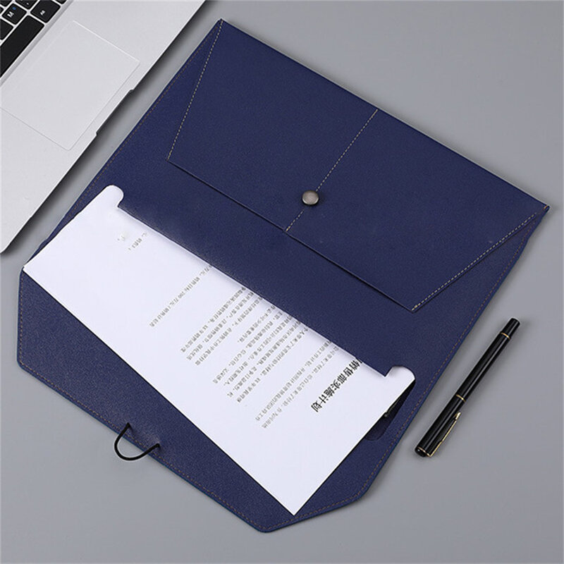 A4 Leather File Folder Simple Big Capacity Document Bag Fashion Briefcase Data Contract Bill File Bag School Office Supplies