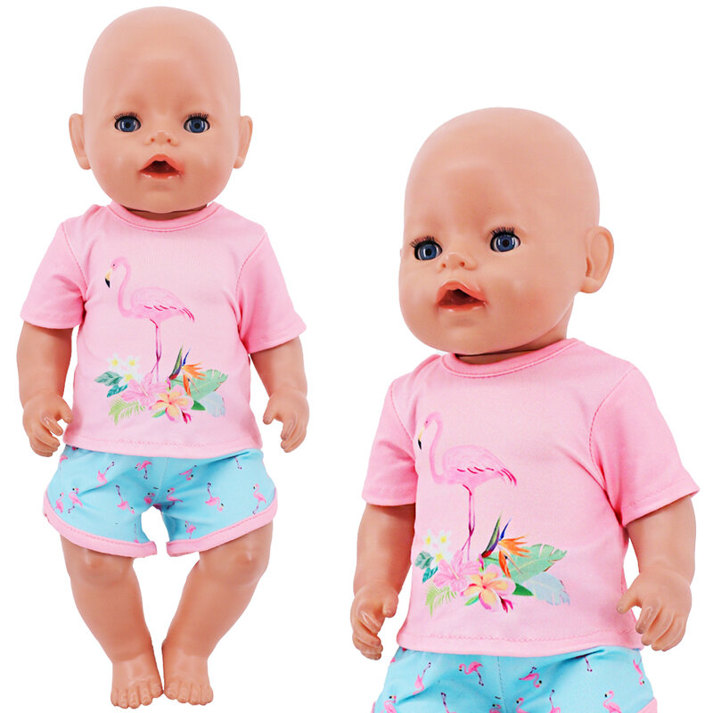 2 szt./zestaw letnia koszulka + szorty na co dzień strój dla 18 Cal dla dziewczynki lalki prezent 43 Cm Reborn ubrania dla lalki akcesoria zabawki