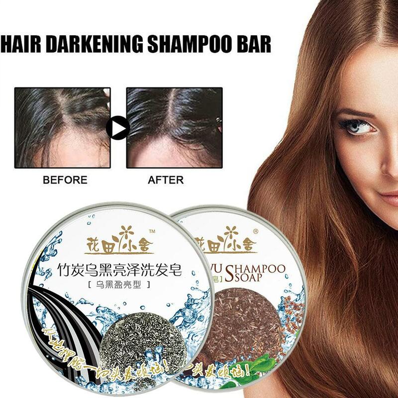 Barra de champú para oscurecer el cabello poligonum Rosemary, jabón sólido de limpieza hidratante, barra inversa para daños en el cabello gris