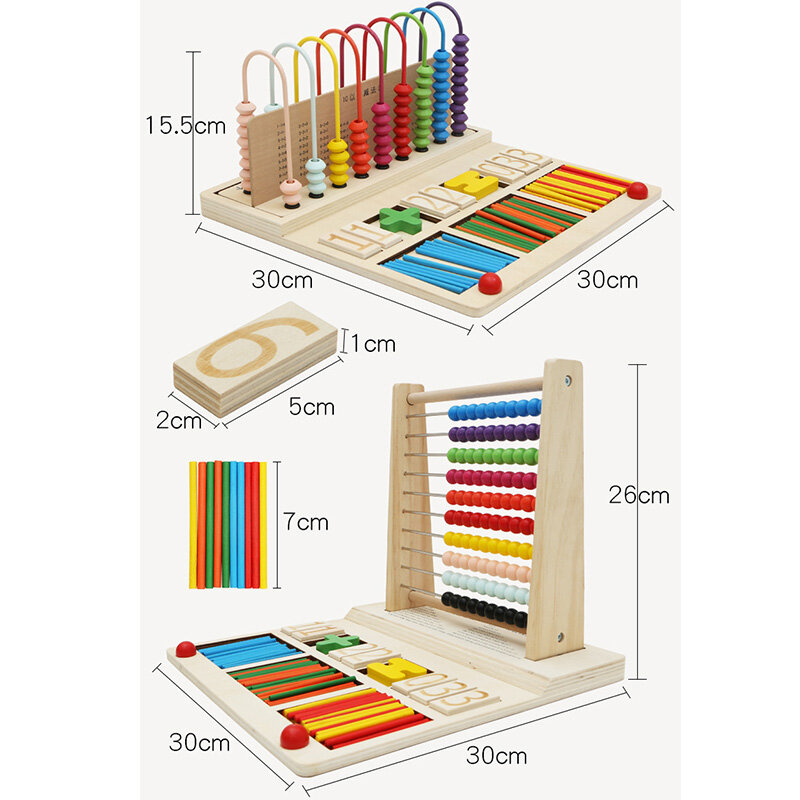 Wooden Computing Frame for Kindergarten Pupils Counters Flying Board Games Teaching AIDS Arithmetic Learning Supplies Math Toys
