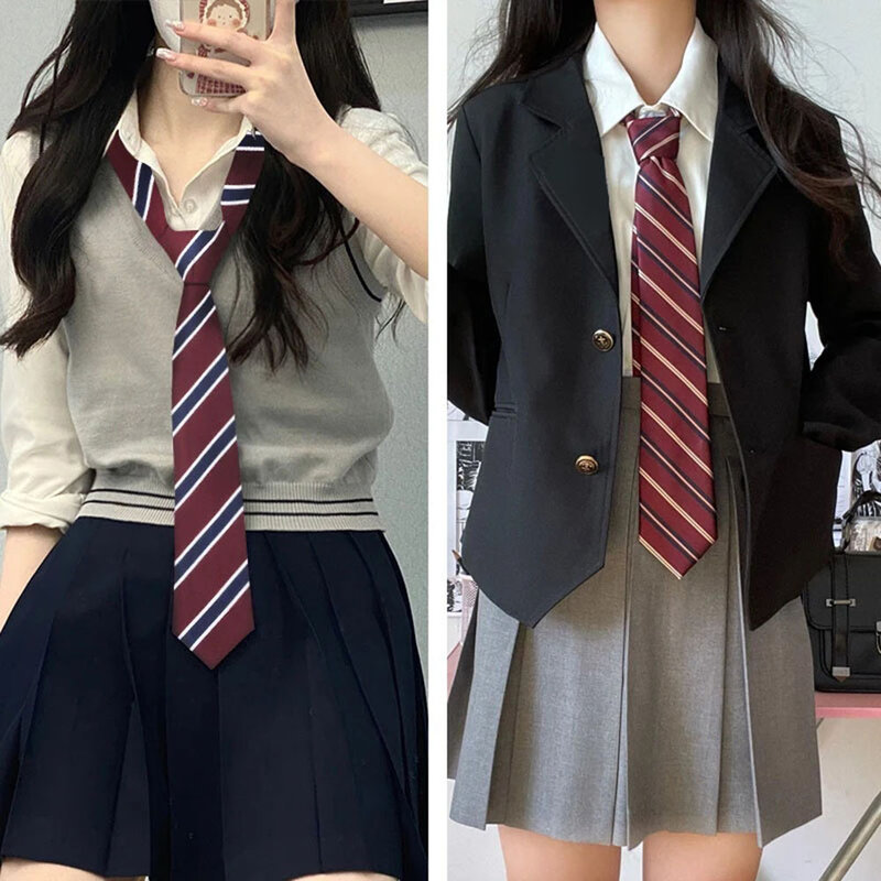 Japoński w stylu Vintage Cravat w paski JK krawat jednolity muszka ubrania akcesoria wszechstronny naszyjnik mody studenckiej krawat