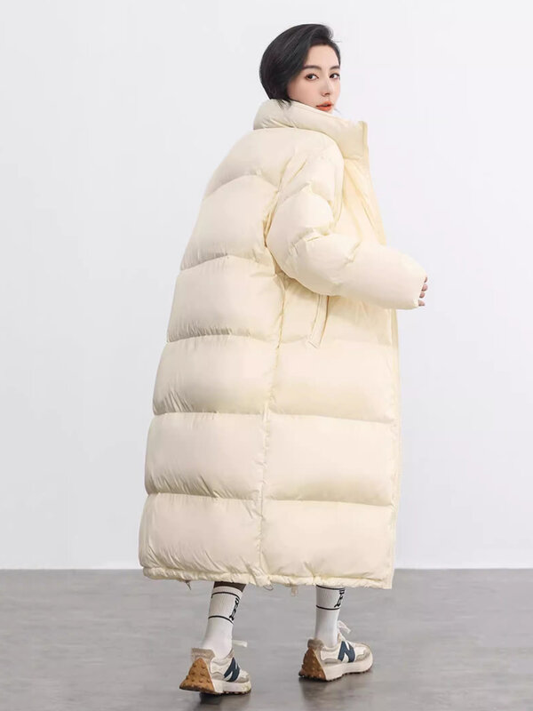 ReddaChic Basic Solid Long Down Jacket Stand Collar Warm Winter Women Puffer Coat Demi-season Jacket Plus Size Female Parkas