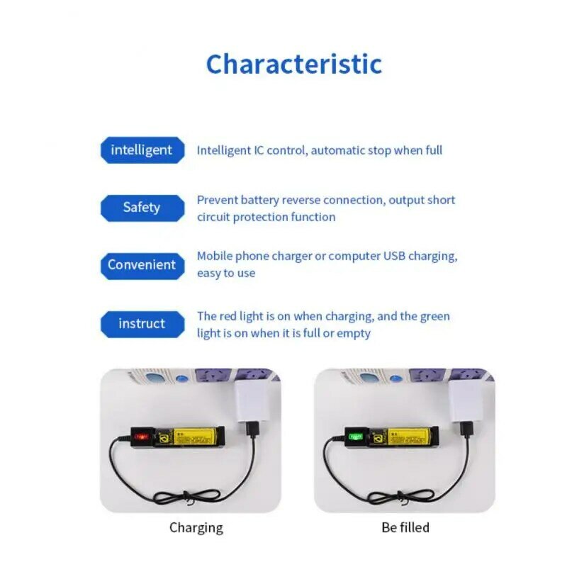 Chargeur de batterie USB 18650 universel intelligent, 1 emplacement, adaptateur de charge au lithium 24.com avec voyant lumineux, 1 pièce, 2 pièces, 3 pièces