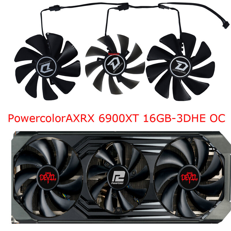 3 buah/set, DIY Fan Fan, kipas kartu Video grafis, pendingin VGA GPU, untuk Powercolor Red Dragon AX RX 6900XT 6800XT RX6800 16GB