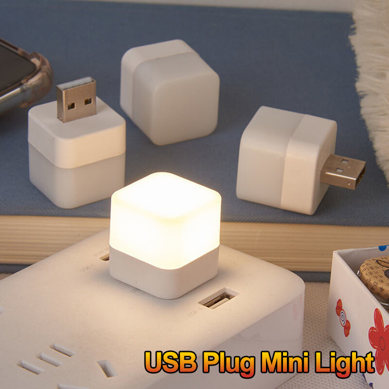 Lámpara portátil con enchufe USB, luces nocturnas pequeñas para lectura de ojos, lámpara de escritorio para computadora, energía móvil, luz LED USB