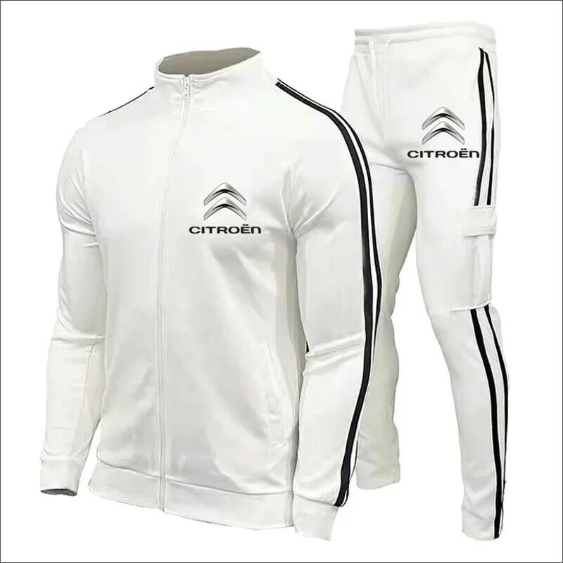 Citroen Motors-Sweat-shirt unisexe imprimé logo de voiture pour hommes, sweats à capuche décontractés, pantalons de sourire imbibés, mode masculine, nouveau, 2021, 2 pièces