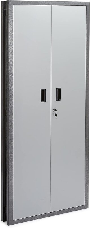 ตู้เก็บของโรงรถสูง-72 NCH ตู้เก็บของขนาดใหญ่พับได้พร้อมชั้นวางปรับได้และประตูล็อคสำหรับจัดเก็บอุปกรณ์