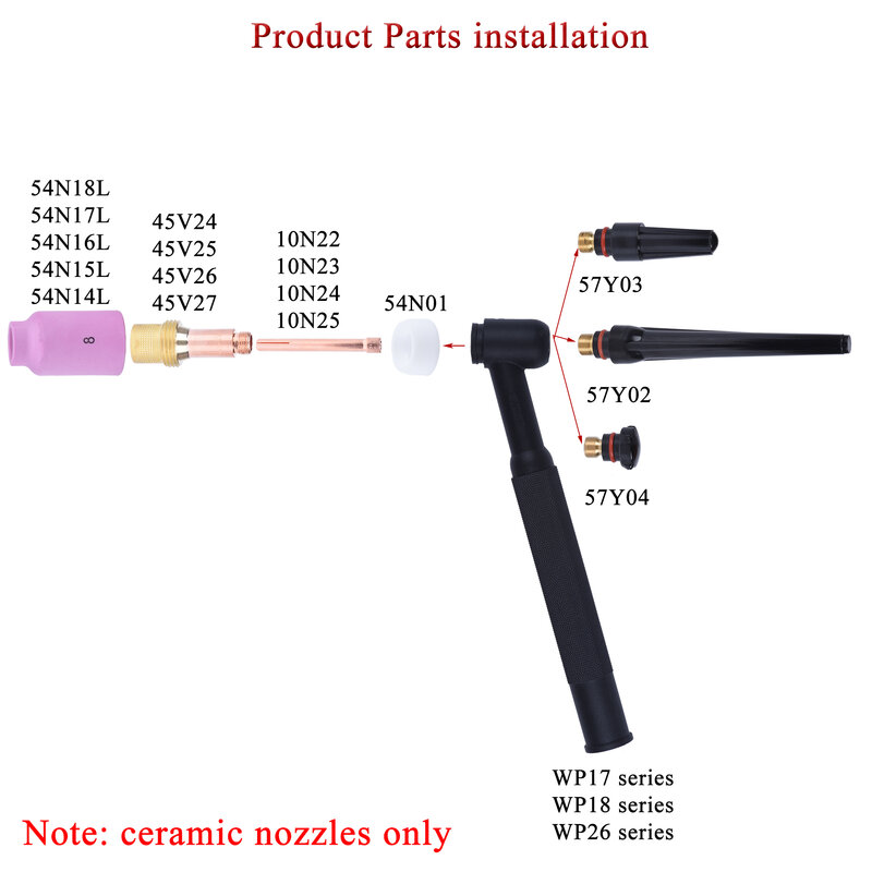 10Pcs Per Box 42mm 54N14 54N15 54N16 54N17 54N18 Alumina Nozzles For TIG WP17 18 26 Welding Torch Accessories Consumables