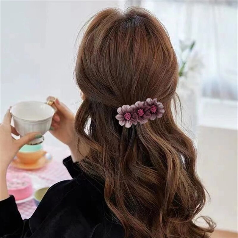 Women Flower Camellia Hairpins Barrettes Spring Hair Clip Bands  Wedding Girls Ponytail Hair Accessories Hairstyling Hairgrip