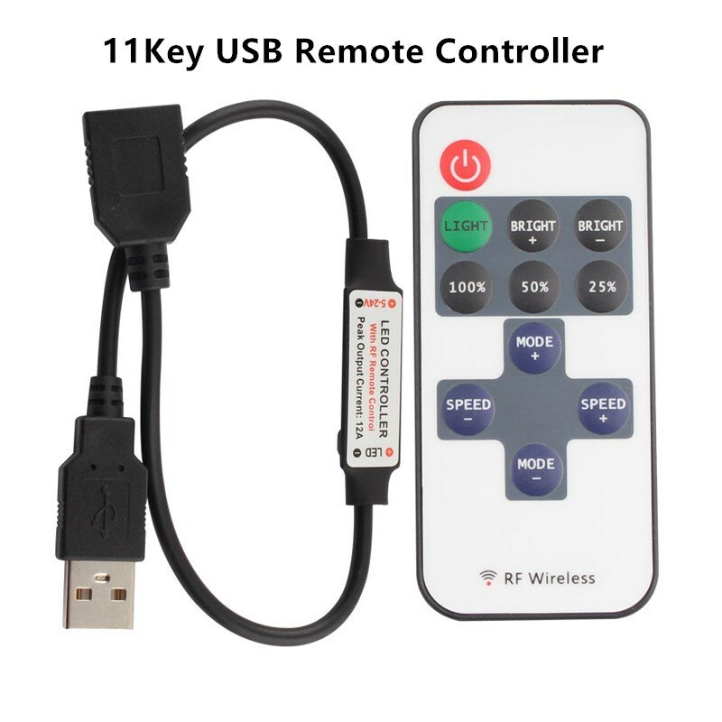 Bande lumineuse LED USB avec télécommande sans fil, contrôleur de document unique, IR, Bluetooth, RF, RVB, DC, 5V