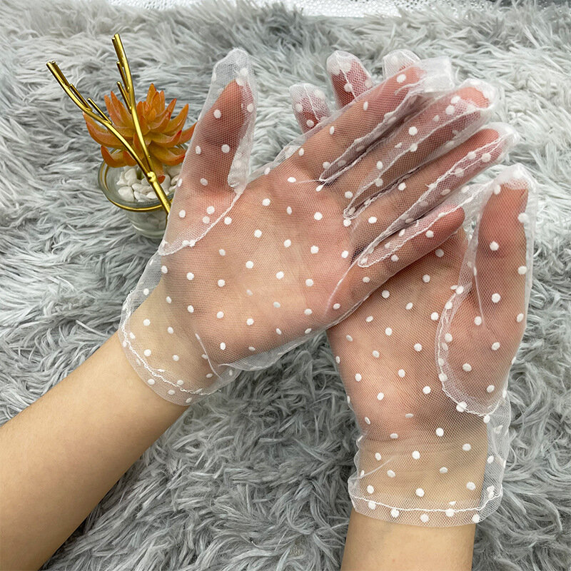 Full Fingered Tulle Breathable Bridal Black White Gloves Gloves Short Wrist Wedding Gloves for Dinner Accessories Mitten T234