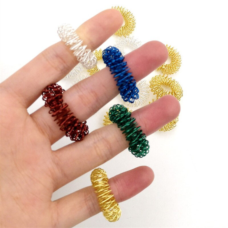 Кольцо для массажа пальцев Sujok, акупунктурное кольцо, медицинский массаж тела, китайская медицина, цвет золото, 10 шт./партия