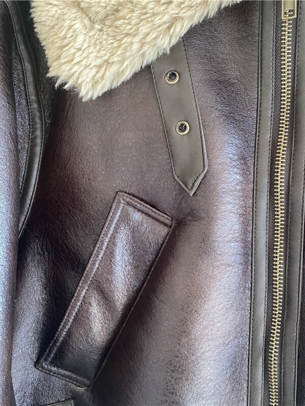Fitaylor/новое зимнее байкерское толстое короткое пальто для женщин; Уличная куртка из искусственной овечьей кожи на молнии с отворотом; Женская теплая верхняя одежда из искусственной кожи