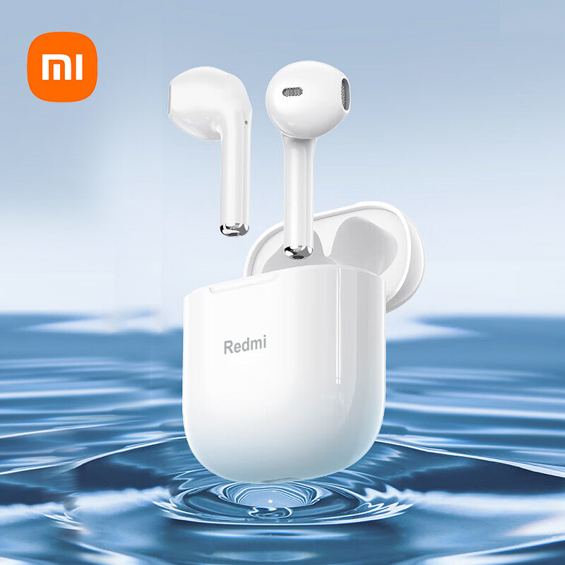 Xiaomi Redmi earbud TWS nirkabel, headphone HiFi Stereo tahan air olahraga dengan mikrofon untuk ponsel pintar