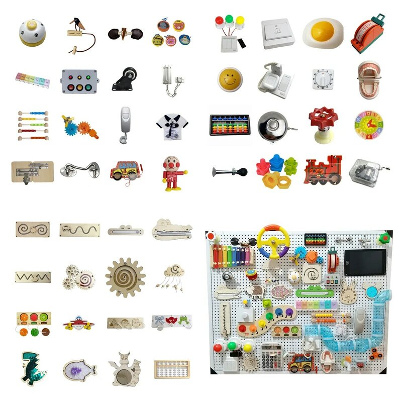 Montessori Frühen Grundlegende Fähigkeiten Lernen Pädagogisches Spielzeug Baby kinder Beschäftigt Bord DIY Montage Loch Bord Beschäftigt Gehäuse Materialien