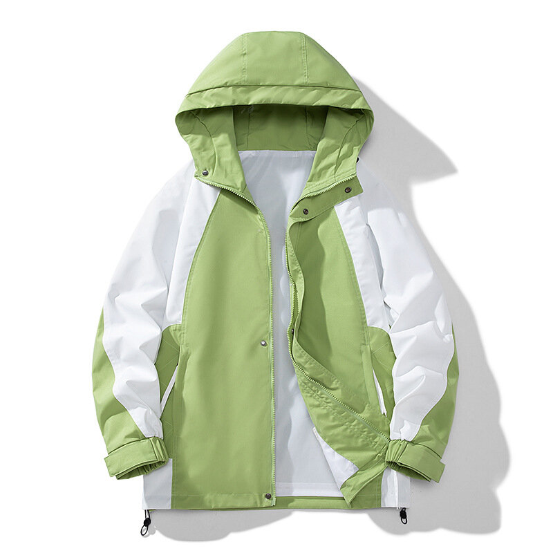 남성용 스플라이스 코트, 캐주얼 루즈 후드 슬림 재킷, 대비되는 색상, 통기성 따뜻한 방풍 남성 오버코트, 패션, 2023 신상