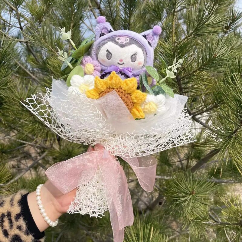 Muñeco de peluche de gato de dibujos animados My Melody Kuromi Cinnamoroll Kt, ramo de flores creativo, regalo de San Valentín, Navidad, graduación y cumpleaños
