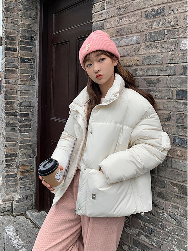 Zoki Streetwear Mode Puffy Mäntel Frauen Winter dicke kurze Parkas koreanische lose Langarm Baumwolle gepolsterte weibliche Daunen jacke