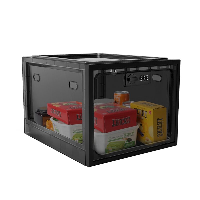 Medicine Lock Box, Cell Phone Lock Box Lockable Storage Box, Refrigerator Food Lock Box Tablet Storage Cabinet Durable ,Black