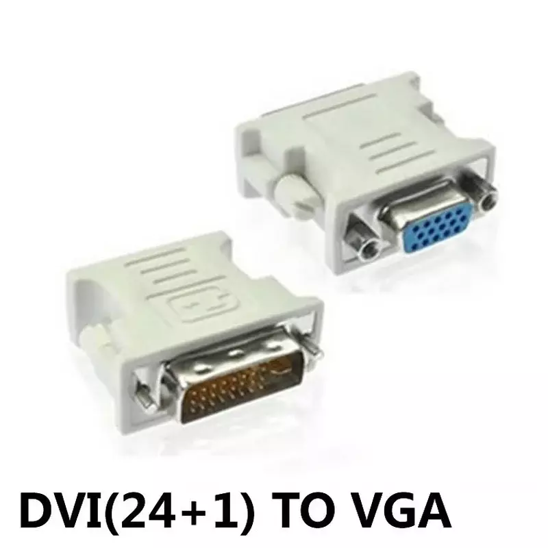 Multi-Purpose Converter Adapter, Mini Monitor de Computador, Vídeo, Plástico Branco, Durável, DVI 24 + 1 para VGA Feminino