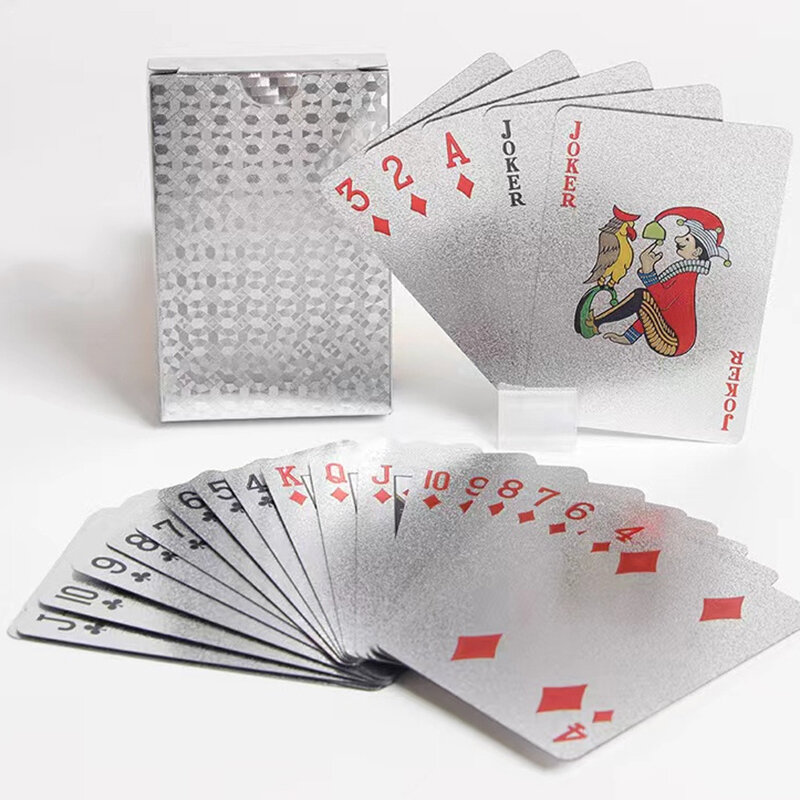흑색 금색 놀이용 카드 포커 게임 덱 청색 은색 포커 한 벌 플라스틱 마술 방수 카드 덱 마술 물 선물 수집품