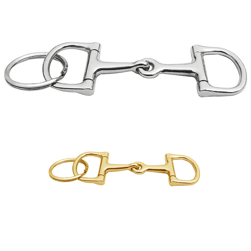 Porte-clés Snaffle en forme de D pour hommes et femmes, alliage de zinc, durable, argent, cheval, embouts, décoration, cadeau
