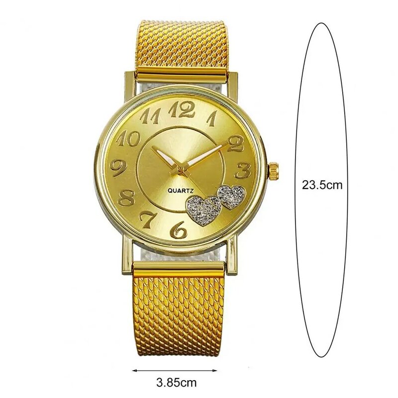 Jam Tangan Kuarsa Tahan Air Nyaman Dipakai Dekoratif Berbentuk Hati Bling Berlian Buatan Jam Tangan Wanita Jam Tangan untuk Sehari-hari
