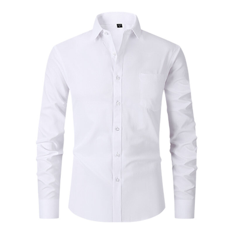 Korean Fashioin Mens Shirts 2024 New Autumn Men's Long Sleeved Shirt Slim Fit Business Dress Classic Inner Lining Clothing
