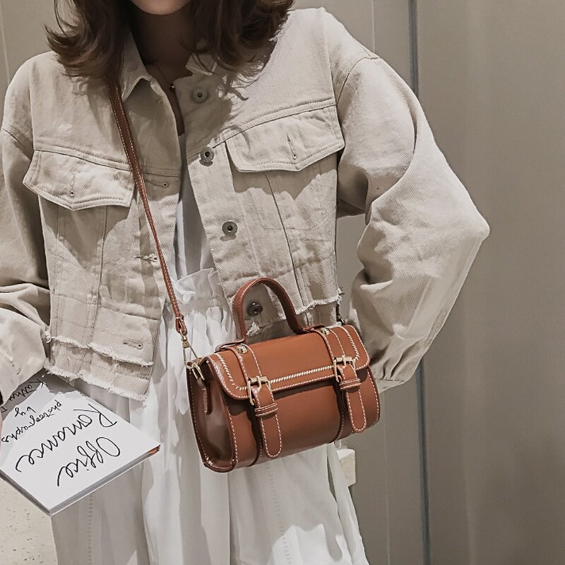 Женская сумка из ПУ кожи, модная Новая роскошная квадратная сумка-мессенджер в стиле ретро, удобная сумка-ведро