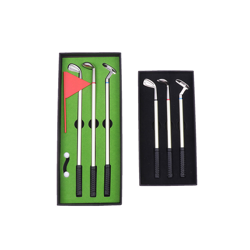Golf Pen Set Mini Desktop Golf Ball Pen Gift Includes Golf Putter 3 Clubs Pen Balls Flag Desk Games Creative Writing Supplies