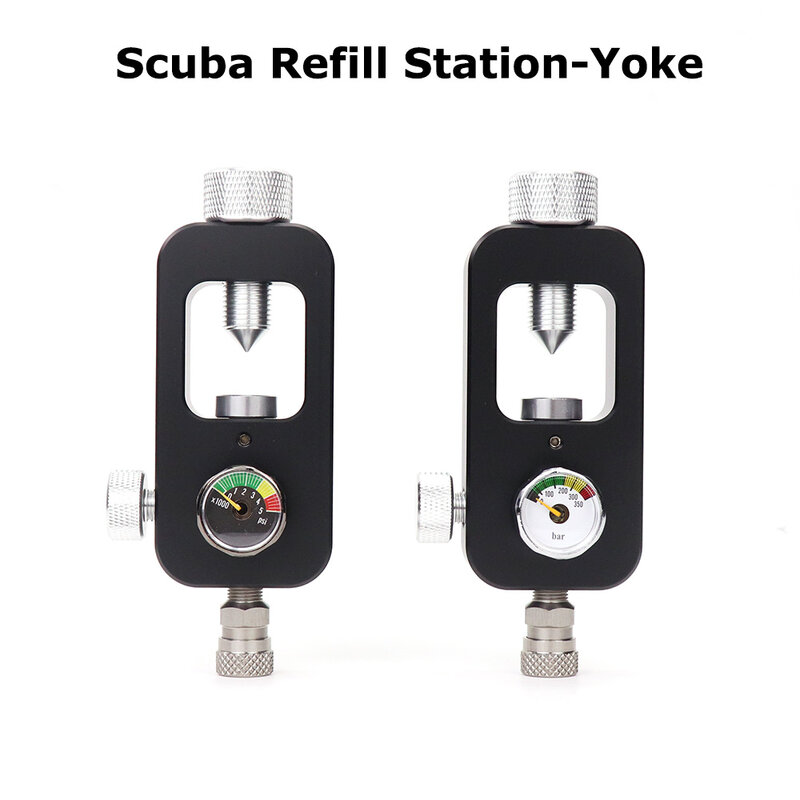 Scuba Fill Station Yoke Adapter K-Valve With Gauge For Refill  Cylinder Tanks