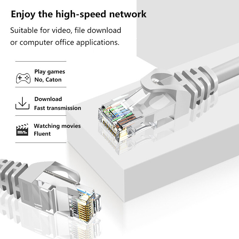 Cabo Ethernet Cat6, 1000mbps, utp, rj45, cabo de remendo para pc, modem internet, roteador, gato 6