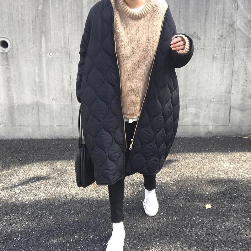 Cotton Padded Jacket Warm Winter Women Outerwear Tops 2023 Fashion Casual Female Long Coats Zipper Long Sleeve Overcoats ParkaS