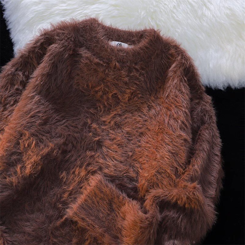 Мужской свитер с круглым вырезом, Свободный Повседневный трикотажный пуловер большого размера, S206, Осень-зима 2024