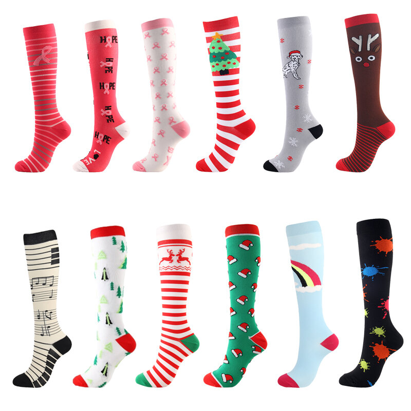 2023 New Tight Socks Comfortable UnisexChristmas Party Socks Fun Pattern Outdoor Sports Running Fitness Anti Fatigue CasualSocks