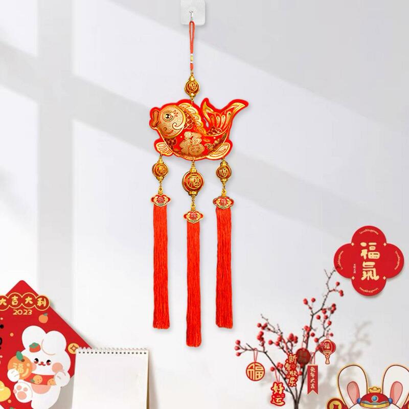 Adorno colgante de pez para decoración de Año Nuevo, personaje chino Fu para dormitorio, pared de vacaciones, hogar y oficina, 2024