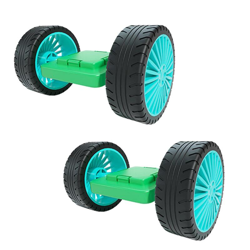 2Pcs Magnetic Tiles Wheels Set Construction Base Wheels Stem DIY Motor Skills Preschool 3D Geometry Puzzle Stem for