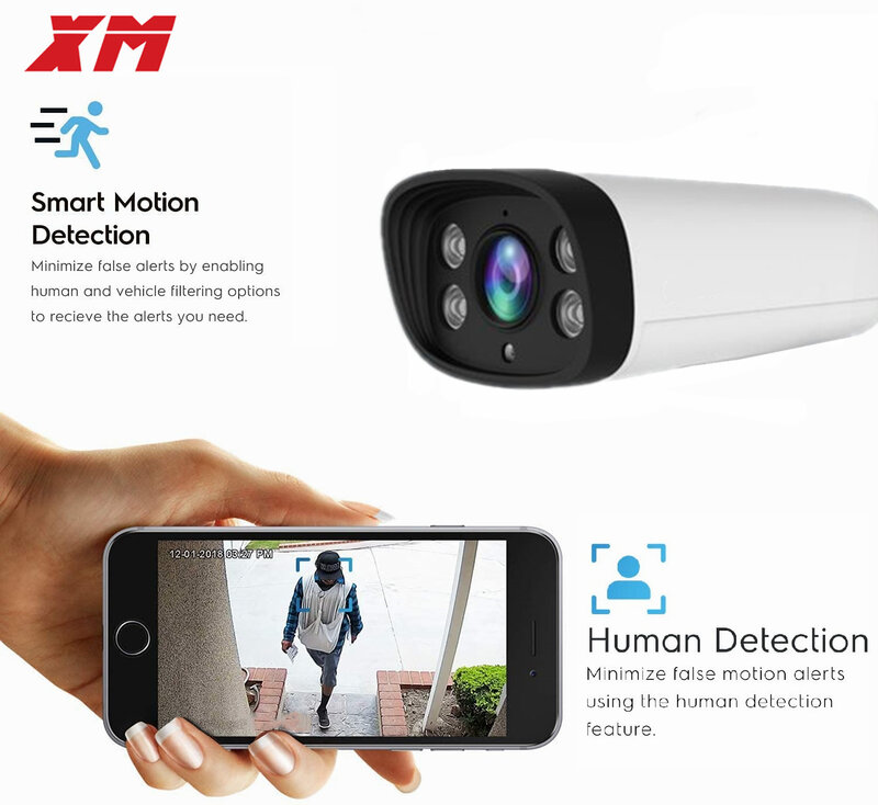 Telecamera IP da esterno 3MP AI POE telecamera CCTV di sorveglianza di sicurezza H.265 impermeabile con rilevamento umanoide IR Audio per NVR