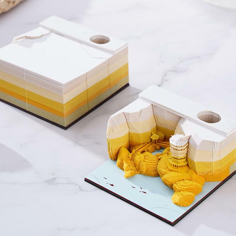 3D Memo pad 3D blocco Note 3D Sticky Note Cubes forma di paesaggio calendario da tavolo 3D Mini paesaggio modello accessori per ufficio regalo