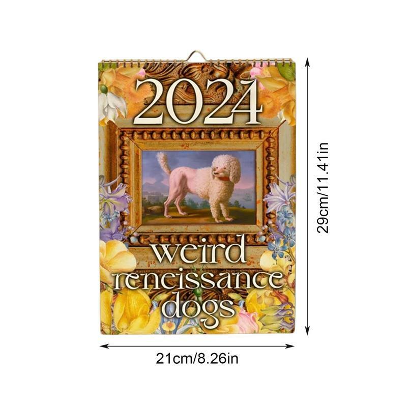 Настенный календарь для собак 2024, уникальные календари для собак в стиле ретро, 2024 забавные Новогодние аксессуары, Настенный декор для школы, дома, спальни, общежитий