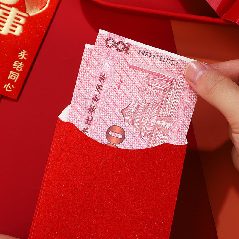 6pcs Chinese Long Red Envelopes Money Bag For Birthday Marry Red Pockets Children Chinese New Year Lucky Money Bag