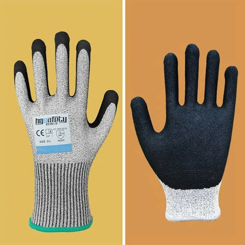 Nitrile Coated Anti Cutting Glove 13 Needles Wear Resistant Thickening Working Gloves Comfortable Durable Grey Safety Gloves