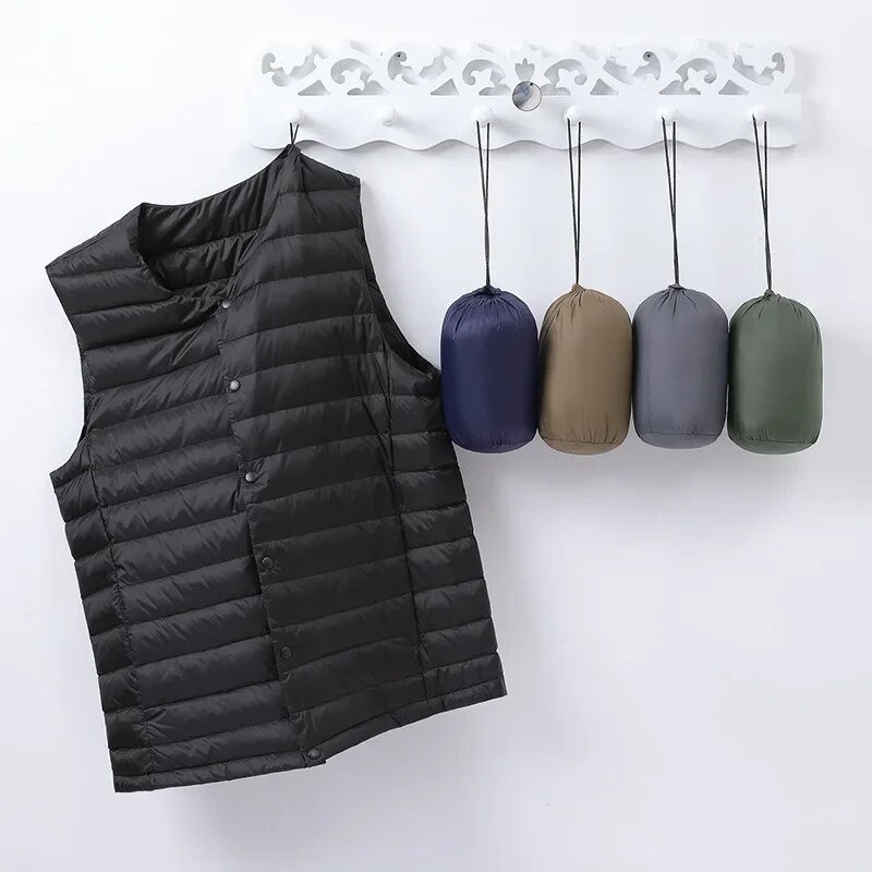 Men's sleeveless down vest Autumn and winter ultra-thin foldable warm white duck down for men Comfortable inner liner and lightw