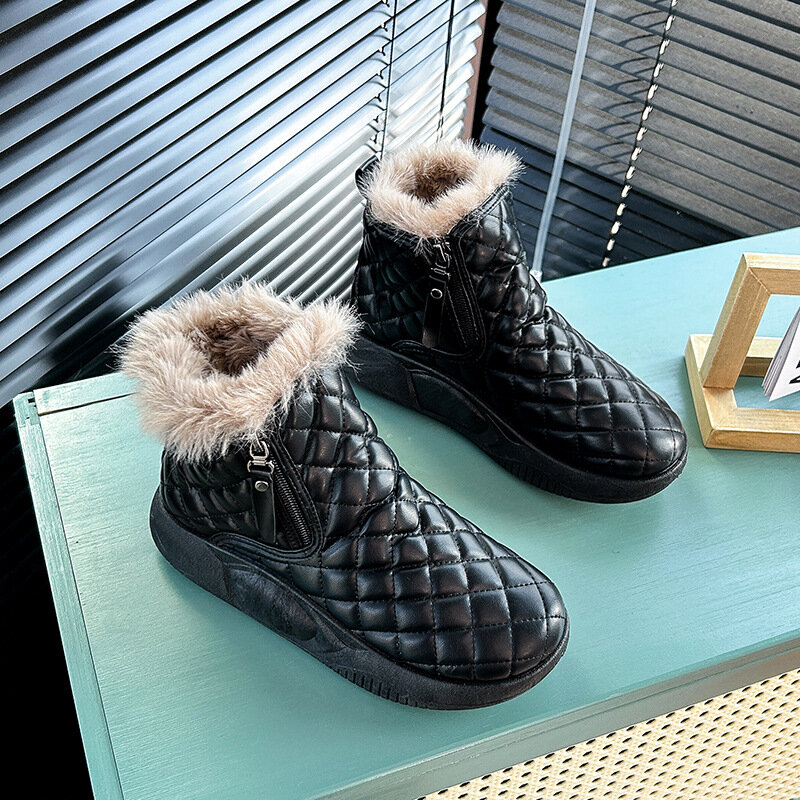 Женские зимние ботинки на платформе, женские теплые ботильоны из хлопка и плюша, короткие ботинки в стиле ретро, женская обувь, ботинки, новинка зимы 2023